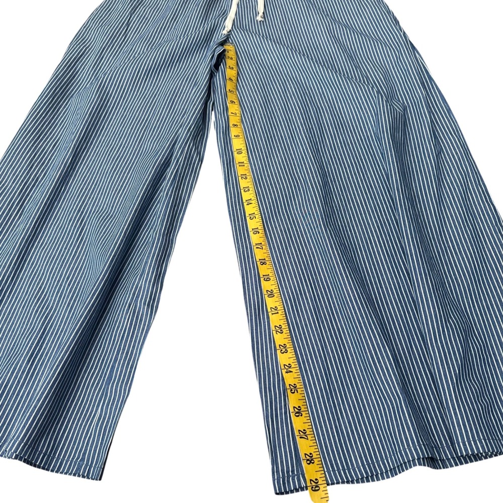 Baltic Born Odelia Striped Blue Off White Wide Leg Cotton Drawstring Pants M NWT - Picture 10 of 12